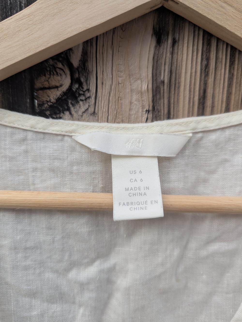 Size 6 - Linen H&M Cream V-Neck, front tie linen shirt - Picture 2 of 3